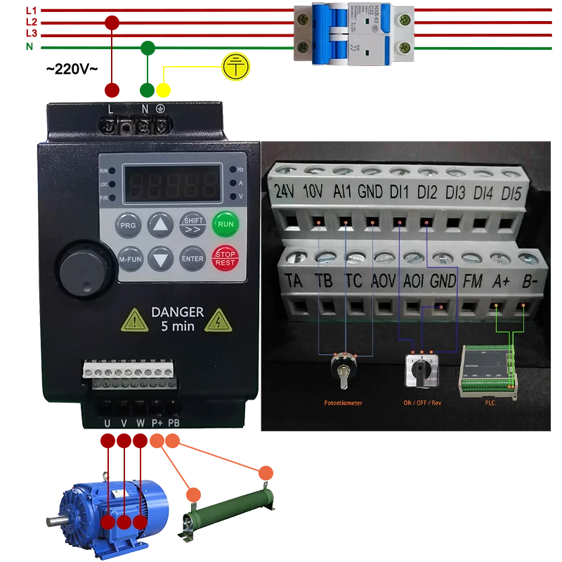 220V 0.75KW/1.5KW/2.2KW 1HP/2HP/3HP Economical Mini VFD Variable Frequency Drive Converter for Motor Speed Control Inverter