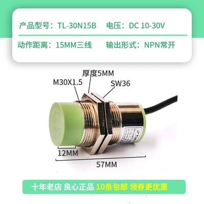 TOKY Proximity Switch TL-12N4B 12P4B 18N8B 18P8B 30N15B 30P15B Tozaki Induction Probe NPN Normally Open Sensor
