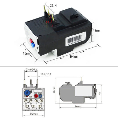 Thermal Overload Motor Relay 3 Phase AC 50Hz/60Hz FR NR2-25 IP20 Plug-in With Indicator Light For CJX2 Series Contactors