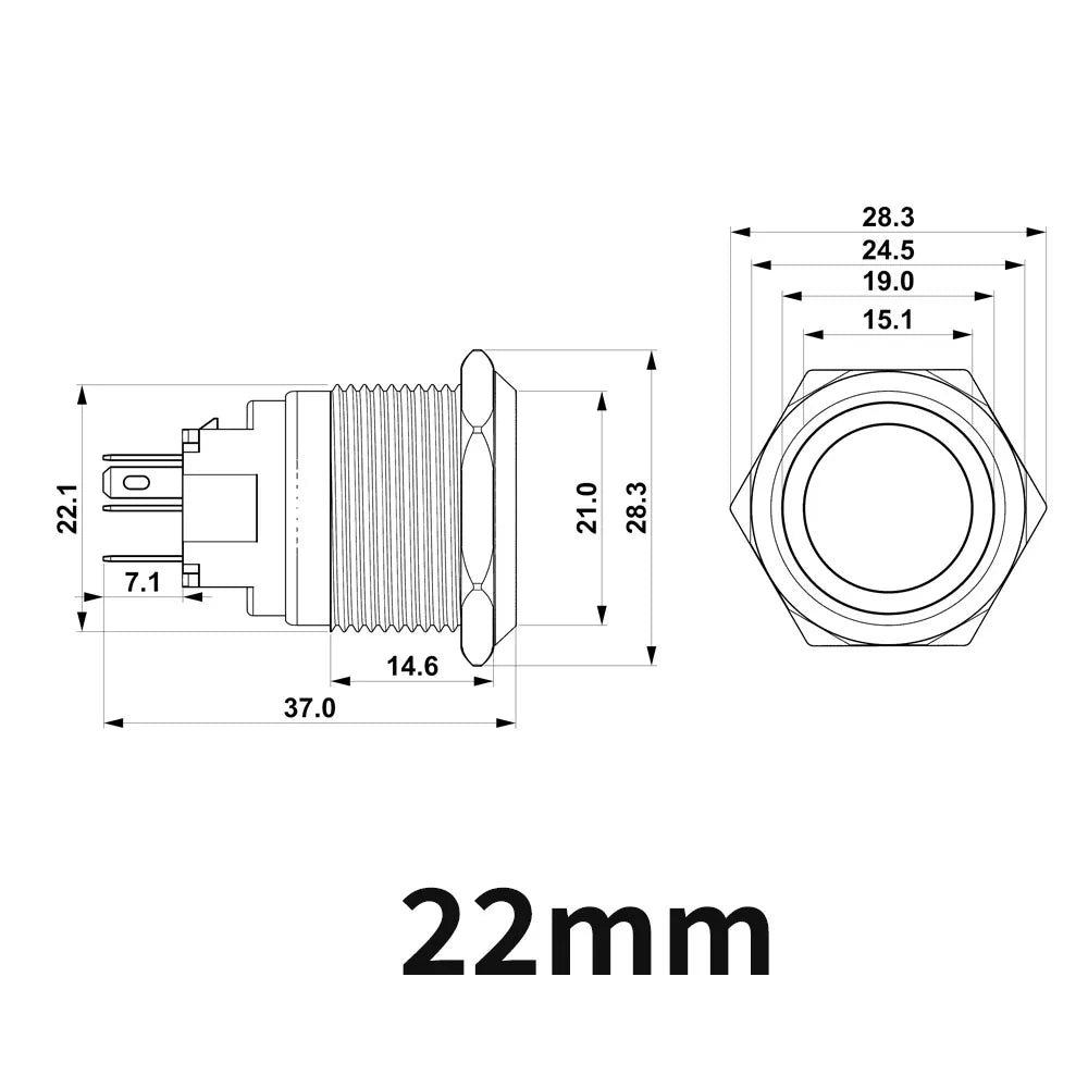 20pcs Metal Push Switch LED Light 16mm 19mm 22mm Momentary Latching With Socket Waterproof Button Car Start Switch 5V 12V 220V