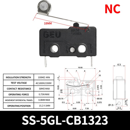 10/50/100PCS SS-5Gl NO/NC/Changeover  Subminiature Micro Switch, 2-Terminal  Pre-Wired 3-Terminal Micro Limit Switch