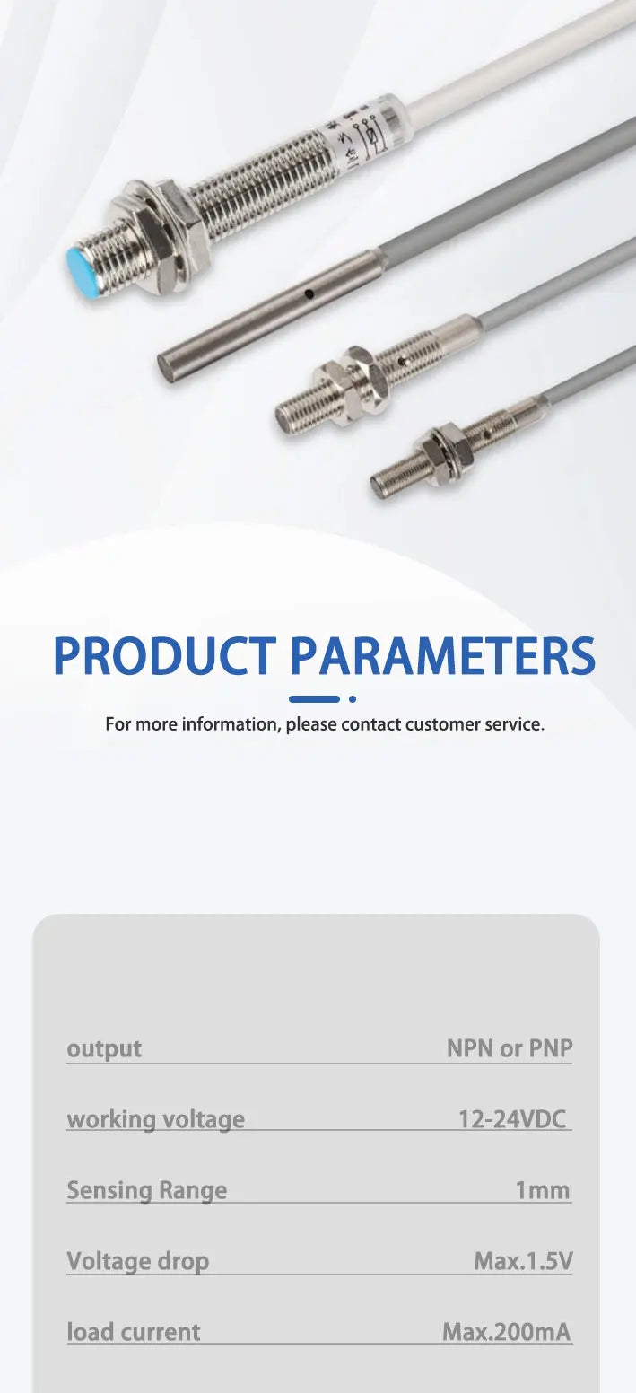 M3 small Proximity switch sensor IP67 waterproof NPN or PNP Unthreaded 24VDC Detecting metals