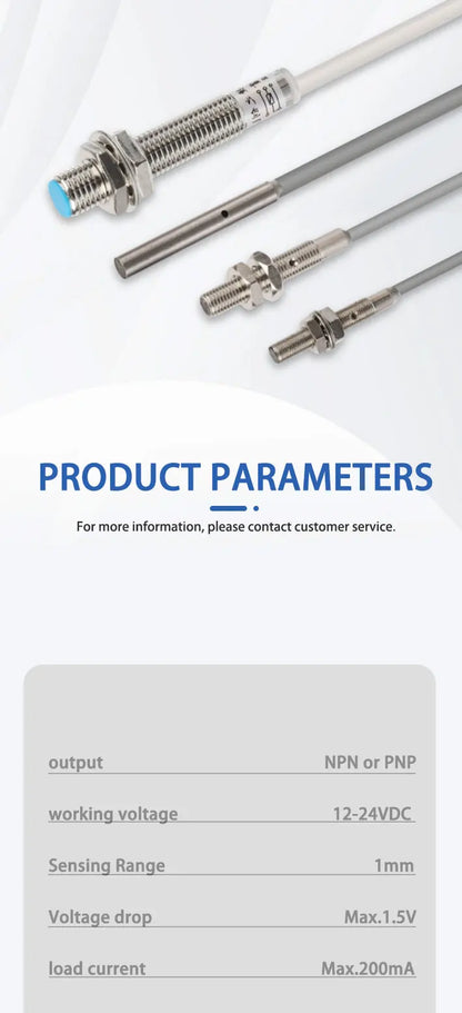 M3 small Proximity switch sensor IP67 waterproof NPN or PNP Unthreaded 24VDC Detecting metals