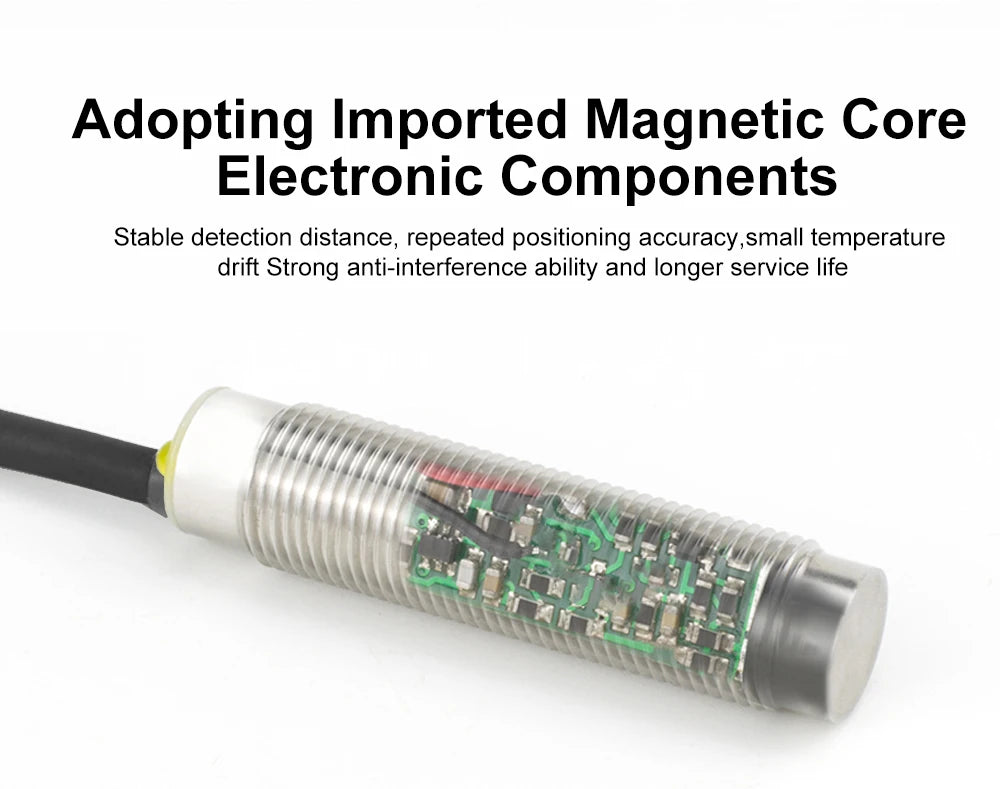 Cloweit M8/M12 All Metal Encapsulated Proximity Switch Sensor Inductive Three Wire NPN Normally Open
