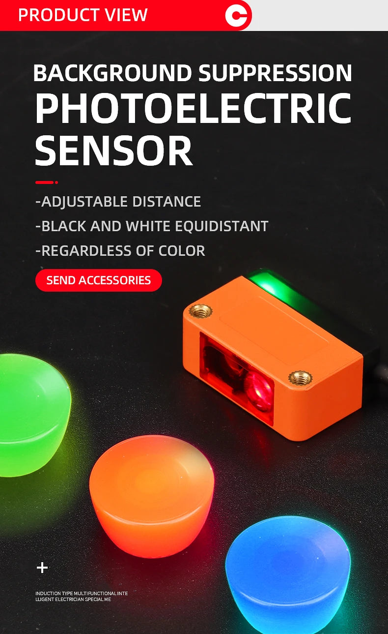 10-300mm Sensing Distance Infrared Diffuse Reflection BackgroundPNP/NPN NO/NC IP67 Optical Sensor DC10-30V Adjustable
