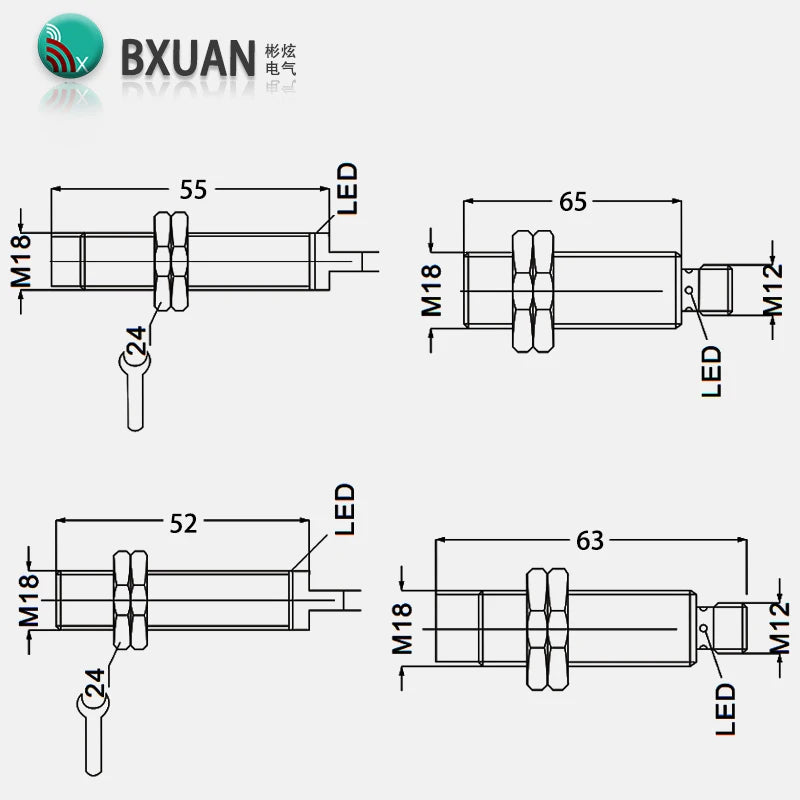 BXUAN M18 Inductive Proximity Switch Sensor Flush DC 10-30V AC90-250V NPN PNP NO NC output