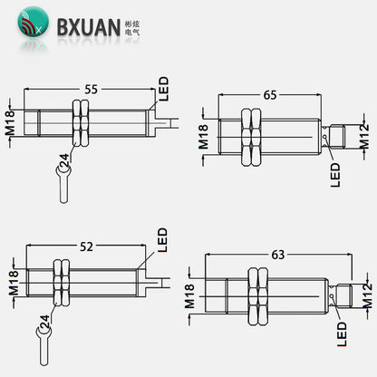 BXUAN M18 Inductive Proximity Switch Sensor Flush DC 10-30V AC90-250V NPN PNP NO NC output