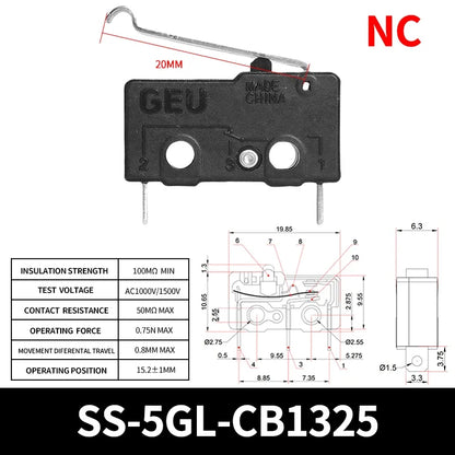 10/50/100PCS Micro Limit Switch with Open/Close Function - Durable Snap Action for Home Appliances and Equipment