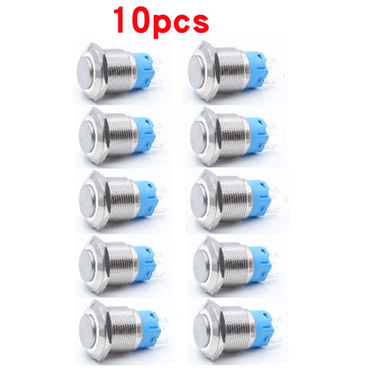 10pcs 16mm 19mm 22mm Metal Push Button Switch with Fixed PC Power Supply Switches Car Engine Momentary Latching LED 5v 12v 220v