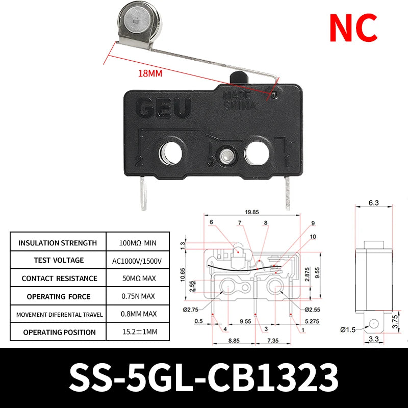 10/50/100PCS Micro Limit Switch with Open/Close Function - Durable Snap Action for Home Appliances and Equipment