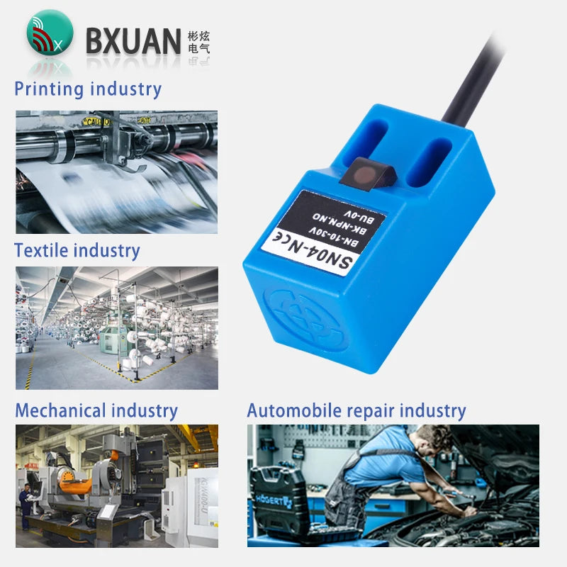 BXUAN SN04 Square Inductive Proximity Switch NPN NO PNP NO 4mm Inductive Sensor