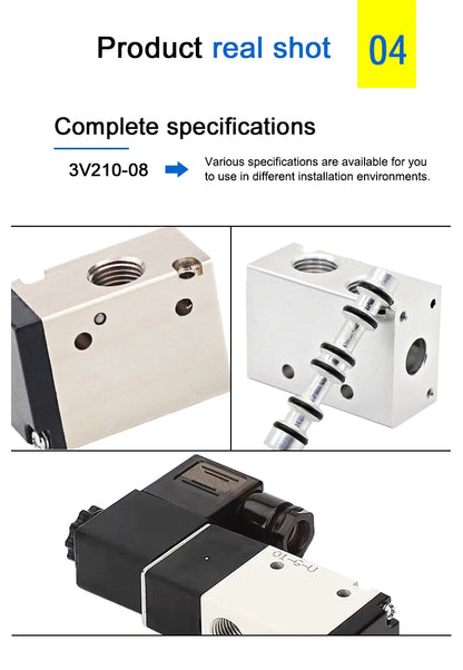 Pneumatic Solenoid Valve 3V210-08 DC12V DC24V AC110V AC220V 3 Way 2 Position Air Directional Control Valve  Gas Magnetic Valve
