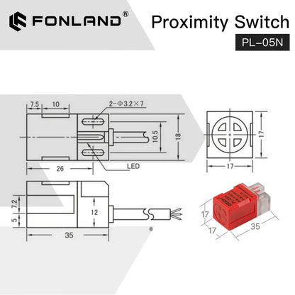 Fonland Inductive Proximity Sensor Switches PL-05N 5mm NPN Out DC10-30V Normal Open ON/OFF Switch