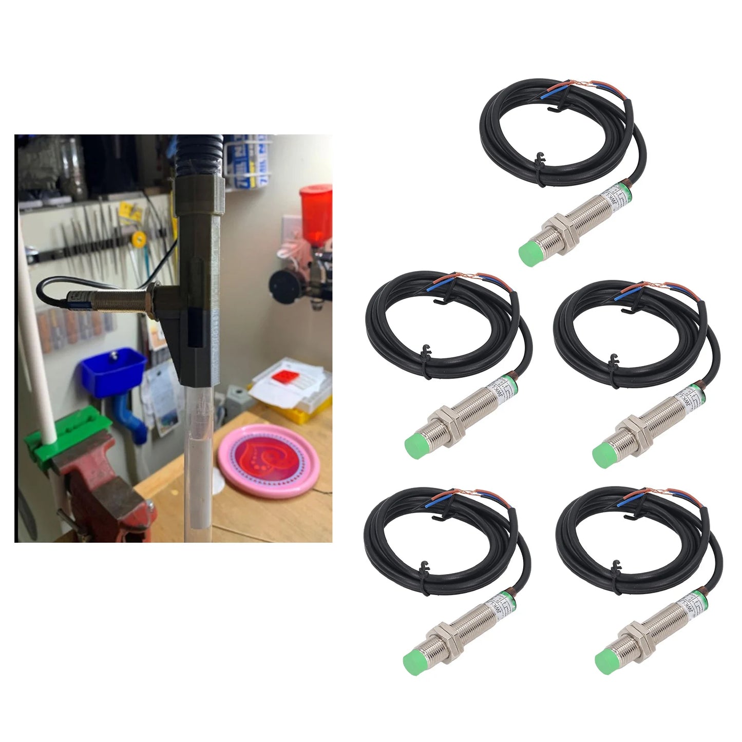 5 Pcs Inductive Proximity Sensor M12 Approach Sensor NPN NC IP65 Waterproof Inductive Proximity Switch 6-36VDC