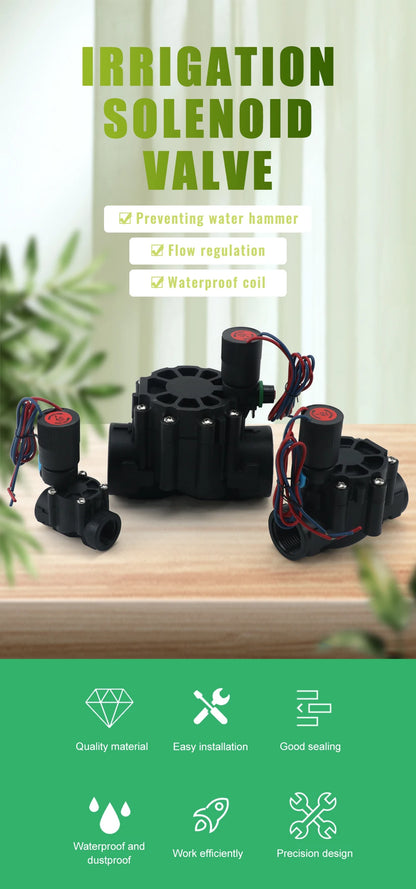 DN15 DN20 DN25 1/2" 3/4" 1" Normally Closed Solenoid Valve AC220V DC12V  Nylon Valve For Farm Garden Landscape Irrigation