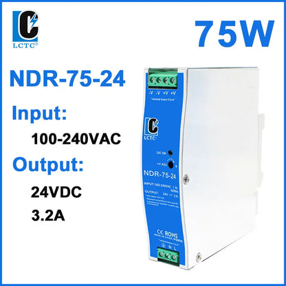 LCTC Switching Power Supply NDR-75W 120W 240W 480W Industrial DIN Rail 12V 24V 48V AC/DC Single Output Power Transformer