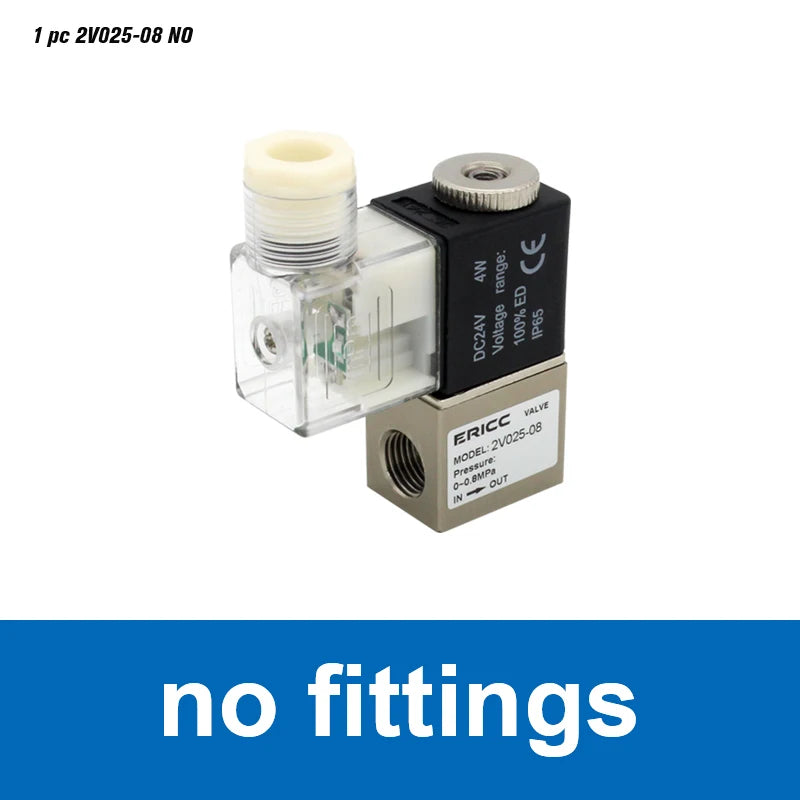 2V025-08 Normally Open 12V 24V 220V 1/4" BSP 2 Way 2 Position Air Solenoid Valve 2V025-08 Pneumatic Control Valve