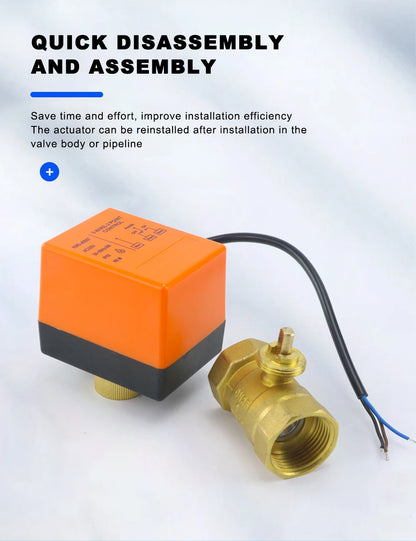1/2" 3/4" 1" Brass 2-way Motorized Ball Valve DN15/DN20/DN25 Three-Wire two-control Electric Solenoid Valve 220V AC 12V DC