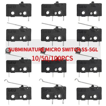 10/50/100PCS SS-5Gl NO/NC/Changeover  Subminiature Micro Switch, 2-Terminal  Pre-Wired 3-Terminal Micro Limit Switch