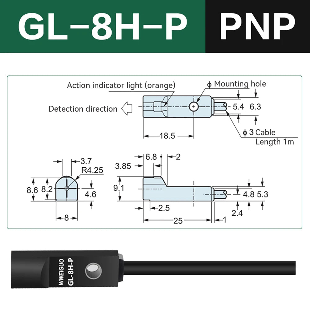 npn Miniature Proximity Switch GL-8H GL-8F GL-12H GL-12F Inductive Proximity Sensor Top sensing detection distance 2.5–4 mm