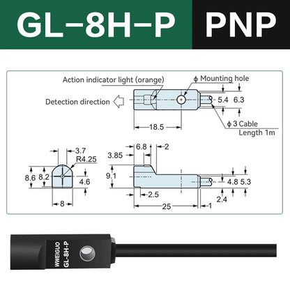 npn Miniature Proximity Switch GL-8H GL-8F GL-12H GL-12F Inductive Proximity Sensor Top sensing detection distance 2.5–4 mm