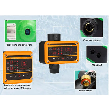 GS Pro Intelligent Pressure Controller for Water Pump 0-10bar 2.2KW SUPPLY G1 Thread Easy Operation Pump Switch for Building Pip