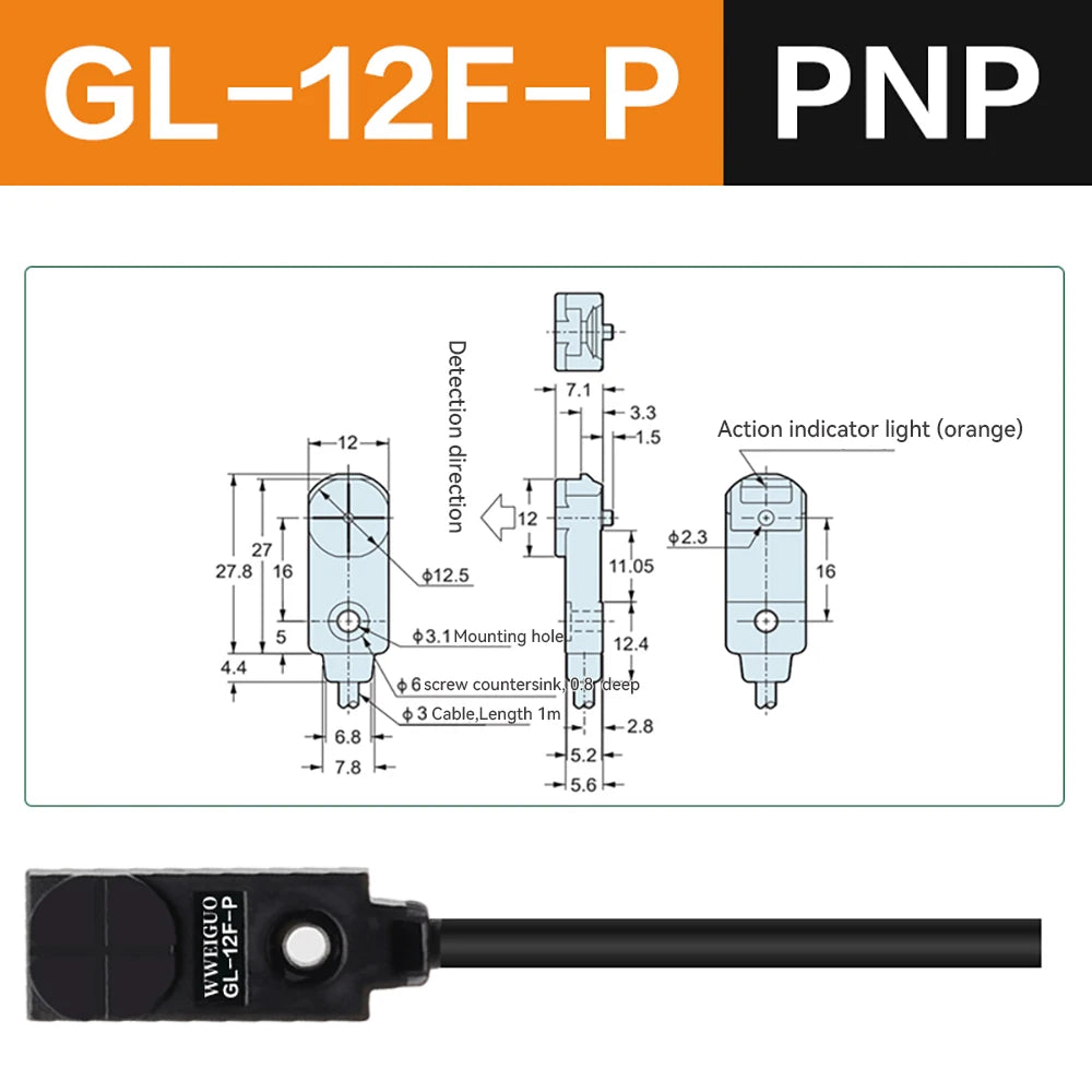 npn Miniature Proximity Switch GL-8H GL-8F GL-12H GL-12F Inductive Proximity Sensor Top sensing detection distance 2.5–4 mm