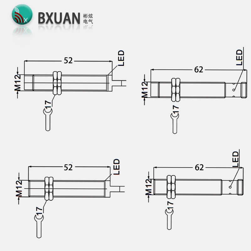 BXUAN M12 Inductive Proximity Switch Sensor Flush DC 10-30V AC90-250V NPN PNP NO NC output