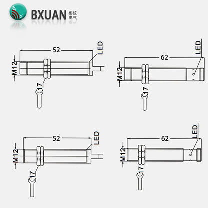 BXUAN M12 Inductive Proximity Switch Sensor Flush DC 10-30V AC90-250V NPN PNP NO NC output