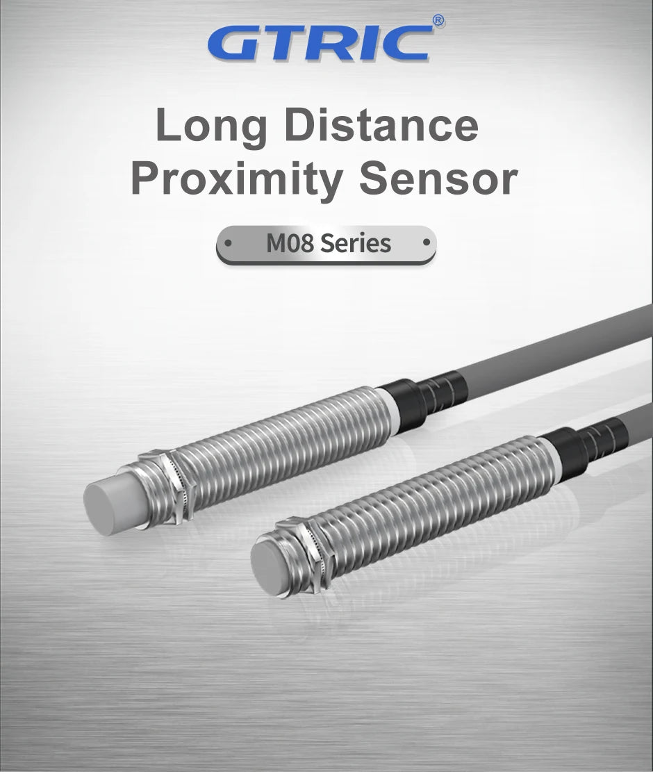 GTRIC Long Distance Proximity Sensor M8 10-30V NPN PNP NO NC Flush Non-Flush Sensing Range 2mm 4mm Inductive Switch