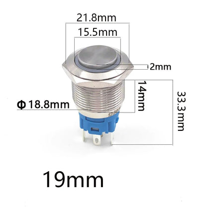 5 pcs Metal Push Button Switch Waterproof Momentary Latching 16mm 19mm 22mm Ring Lamp   LED Light 5V 6V 12V 24V 220V Red Blue