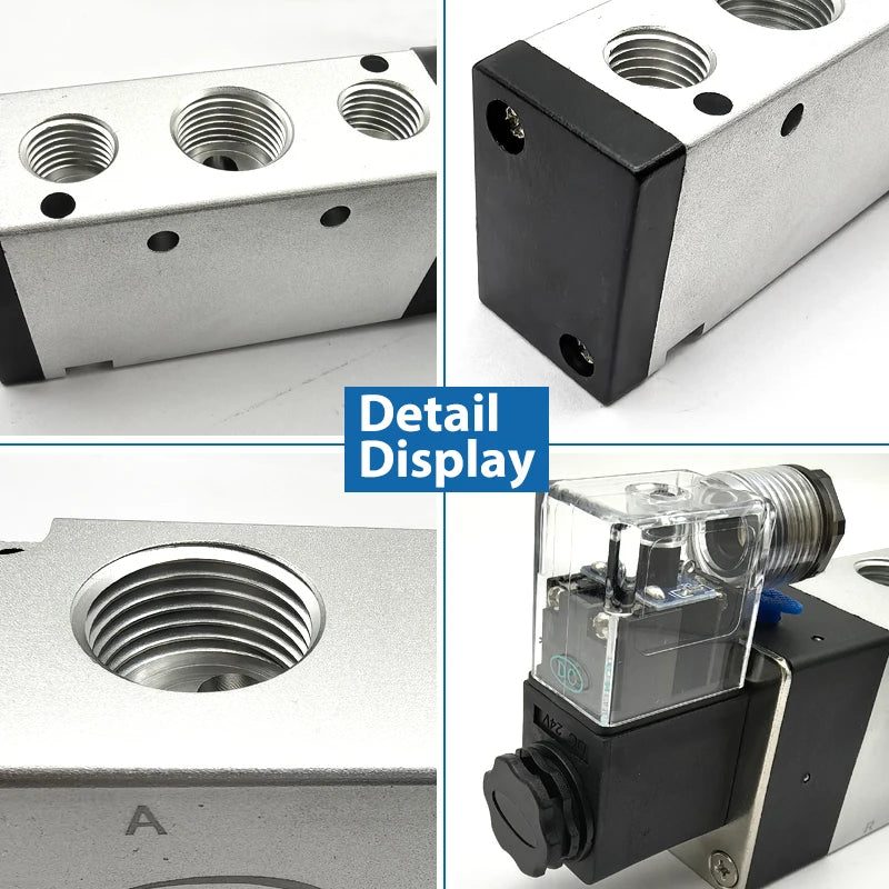 4V Series Pneumatic Valve 5/2 5/3  Valves Controller 4V210-08 4V220-08 4V330C-10 Air Electromagnetic AC220V DC24V DC12V Solenoid