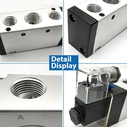 4V Series Pneumatic Valve 5/2 5/3  Valves Controller 4V210-08 4V220-08 4V330C-10 Air Electromagnetic AC220V DC24V DC12V Solenoid