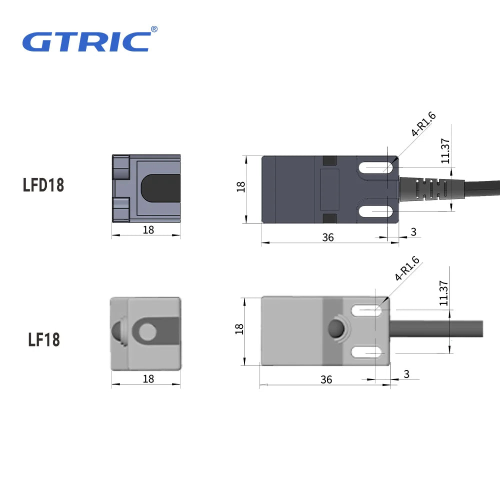 GTRIC SN04 Series Square Inductive Proximity Sensor Switch Premium Type Sensing Distance 5mm IP67 10-30VDC 3-wire NPN PNP