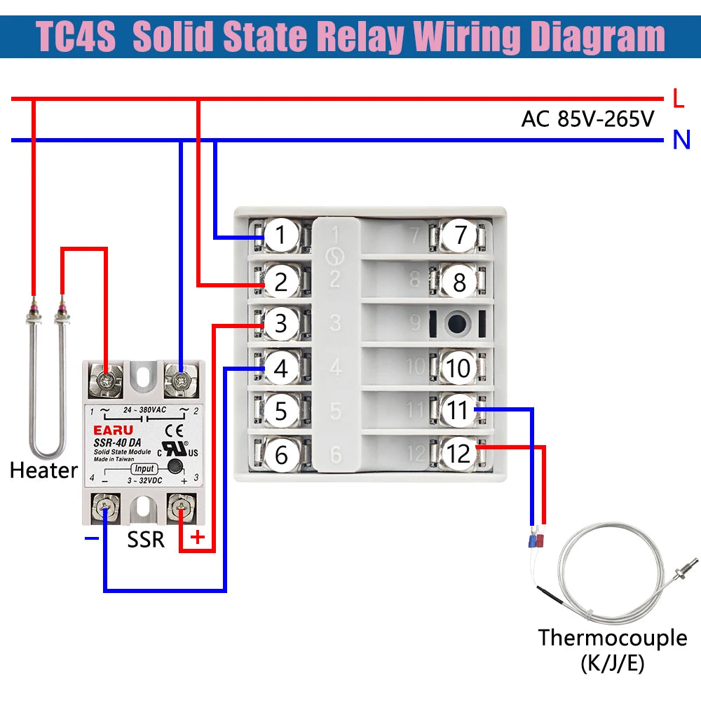 Controlador de Temperatura PID Digital, Salida SSR/Relé/Voltaje, Entrada Universal, Calentar/Enfriar