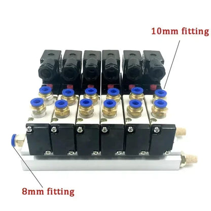 12/24V DC 110/220V AC Multi Option 4V210-08 Pneumatic Solenoid Valve Block With Muffler Fitting Base Manifold 2/3/4/6 Way