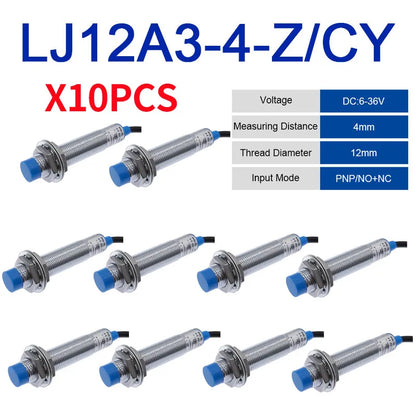 10PCS LJ12A3-4 BX/BY/AX/AY J-DZ/EZ Inductive Proximity Switch LJ12A3-2 BX NPN PNP Sensor NO NC DC5~36V 4mm Detection Distance
