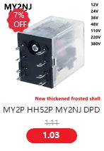 10Set MY2P HH52P MY2NJ 12V 24V DC / 110V 220V AC coil general purpose DPDT micro mini relay with socket base