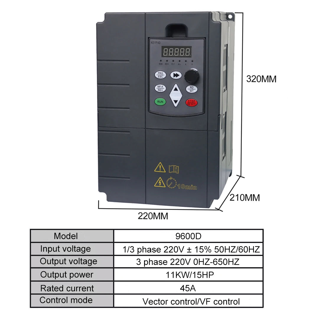 220V1.5KW 2.2KW 4KWSingle Phase input and 3 Phase Output Frequency Converter / Adjustable Speed Drive / Frequency Inverter / VFD