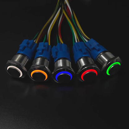 5 pcs Metal Push Button Switch Waterproof Momentary Latching 16mm 19mm 22mm Ring Lamp   LED Light 5V 6V 12V 24V 220V Red Blue