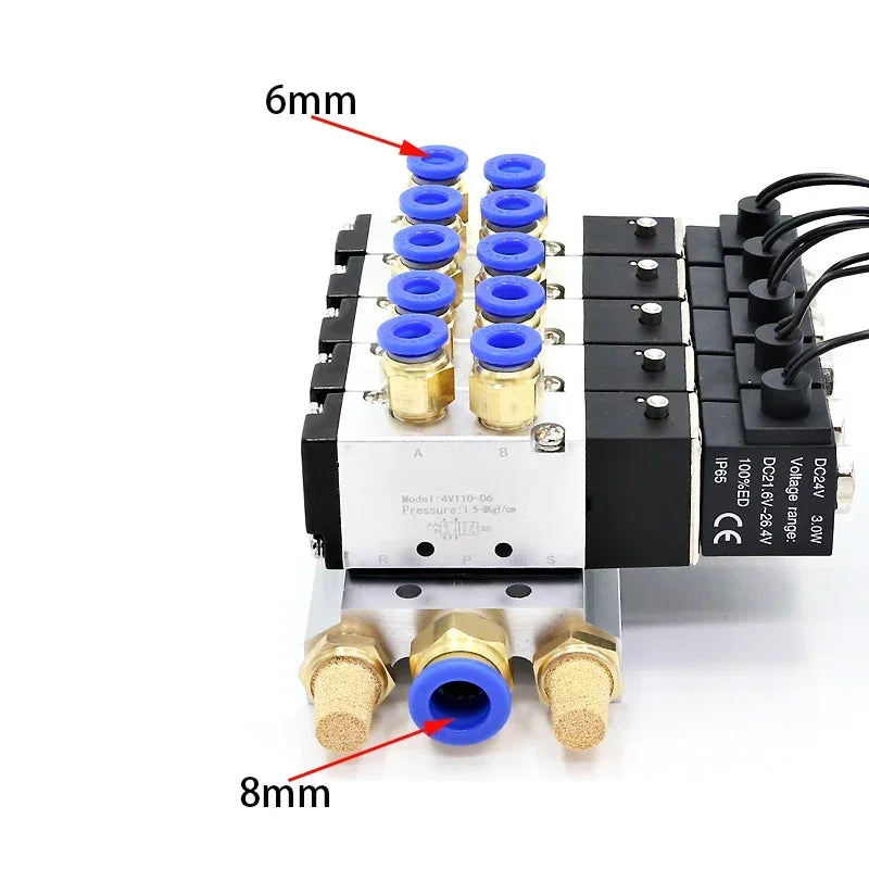 Pneumatic Solenoid Valve 4V110-06 Manifold Stations Multi-way Combination DC12V 24V AC220V 5 port 2 position Solenoid Valves