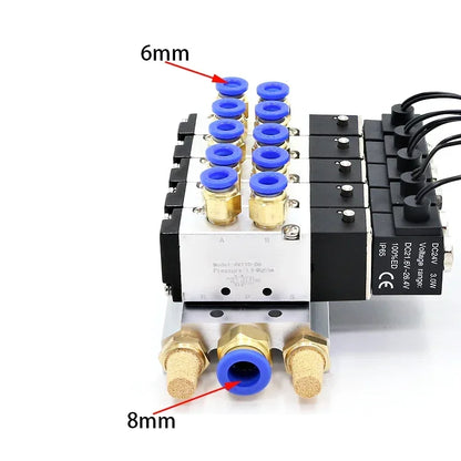 Pneumatic Solenoid Valve 4V110-06 Manifold Stations Multi-way Combination DC12V 24V AC220V 5 port 2 position Solenoid Valves