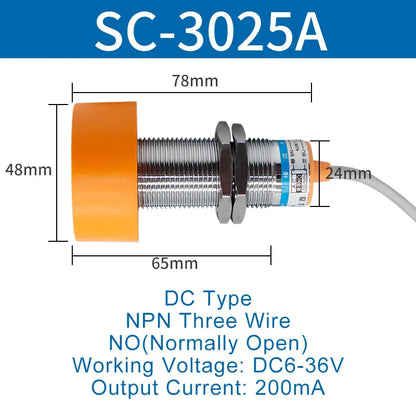1.1 Meters Inductive Proximity Switch Sensor Waterproof SC-3020A Three Wire NPN PNP NO NC 24V DC AC M40 20mm
