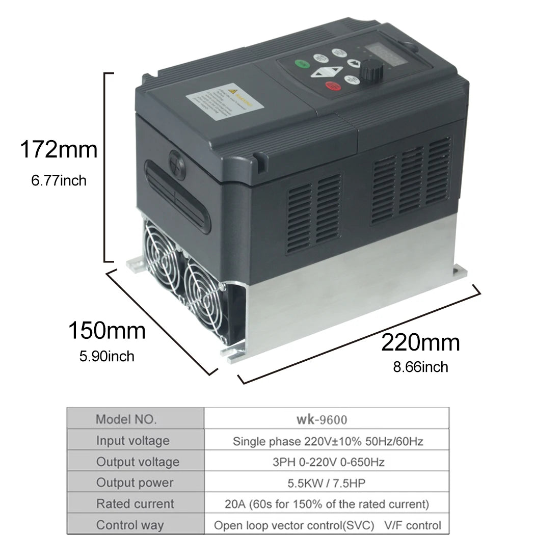 220V1.5KW 2.2KW 4KWSingle Phase input and 3 Phase Output Frequency Converter / Adjustable Speed Drive / Frequency Inverter / VFD