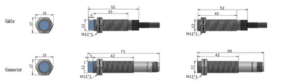 GTRIC Connector Type Inductive Proximity Switch Sensor NPN PNP M12 Pluggable Serie DC 6-36V AC 90-220V Sensing Distance 2mm 4mm