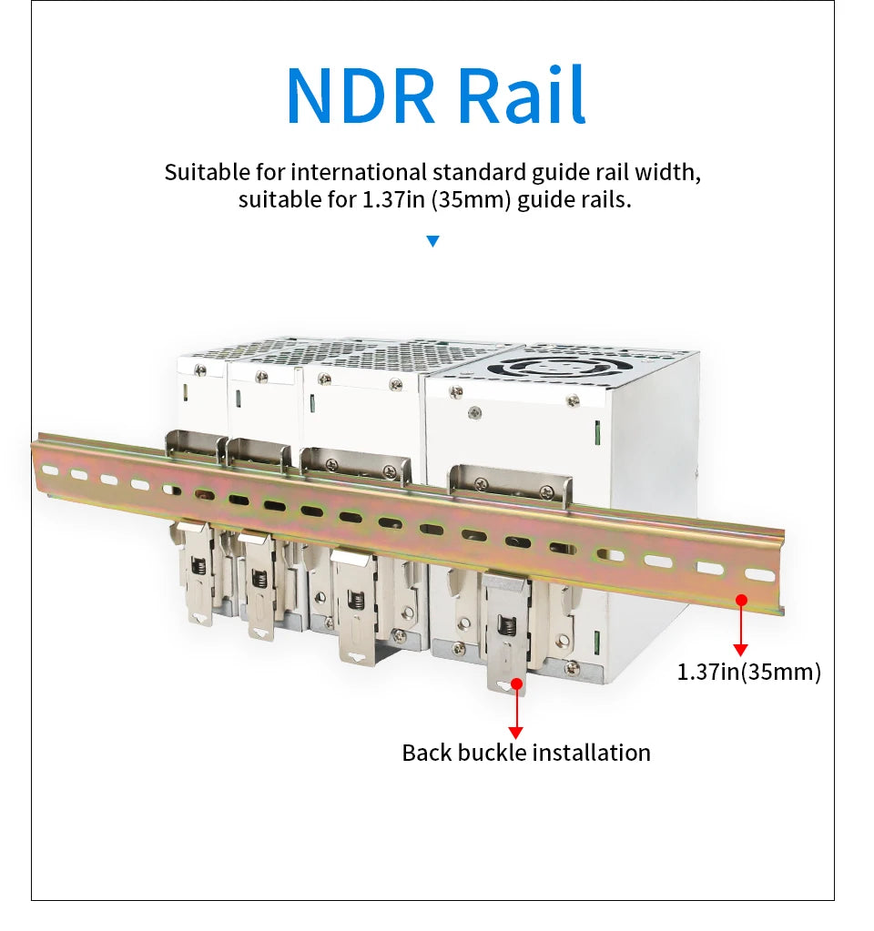 OMCH NDR Series 75/120/150/240/480W AC to DC Din-rail Switching Power Supply 100-240 or 200-240VAC Input 12V/24V/36V/48V Output