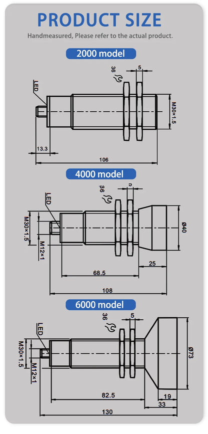 ultrasonic sensor detection range 8000mm 24VDC GM30 NPN PNP non-contact liquid level detection proximity sensor induction switch