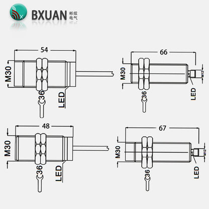 BXUAN M30 Inductive Proximity Switch Sensor Non-Flush DC 10-30V AC90-250V NPN PNP NO NC output