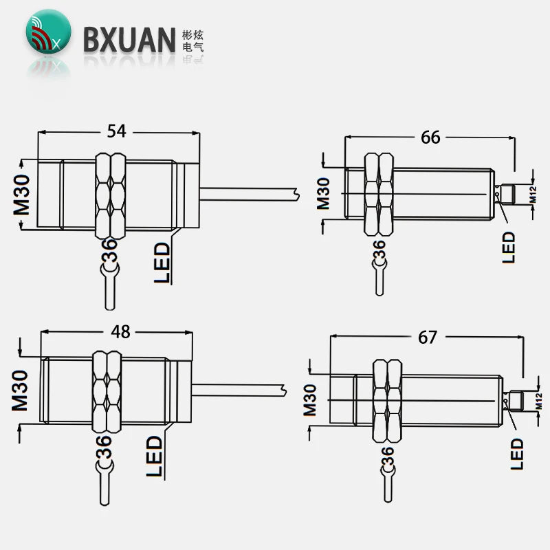 BXUAN M30 Inductive Proximity Switch Sensor Flush DC 10-30V AC90-250V NPN PNP NO NC output