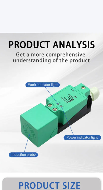 BXUAN Square inductive sensor with a detection distance of 20mm, three wire four wire output NPN PNP AC NO NC
